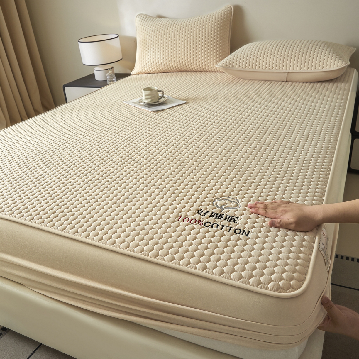 91家纺网 家纺一手货源 找家纺 （总）芬晴家纺 2025新款A类好睡眠全棉夹棉系列床笠