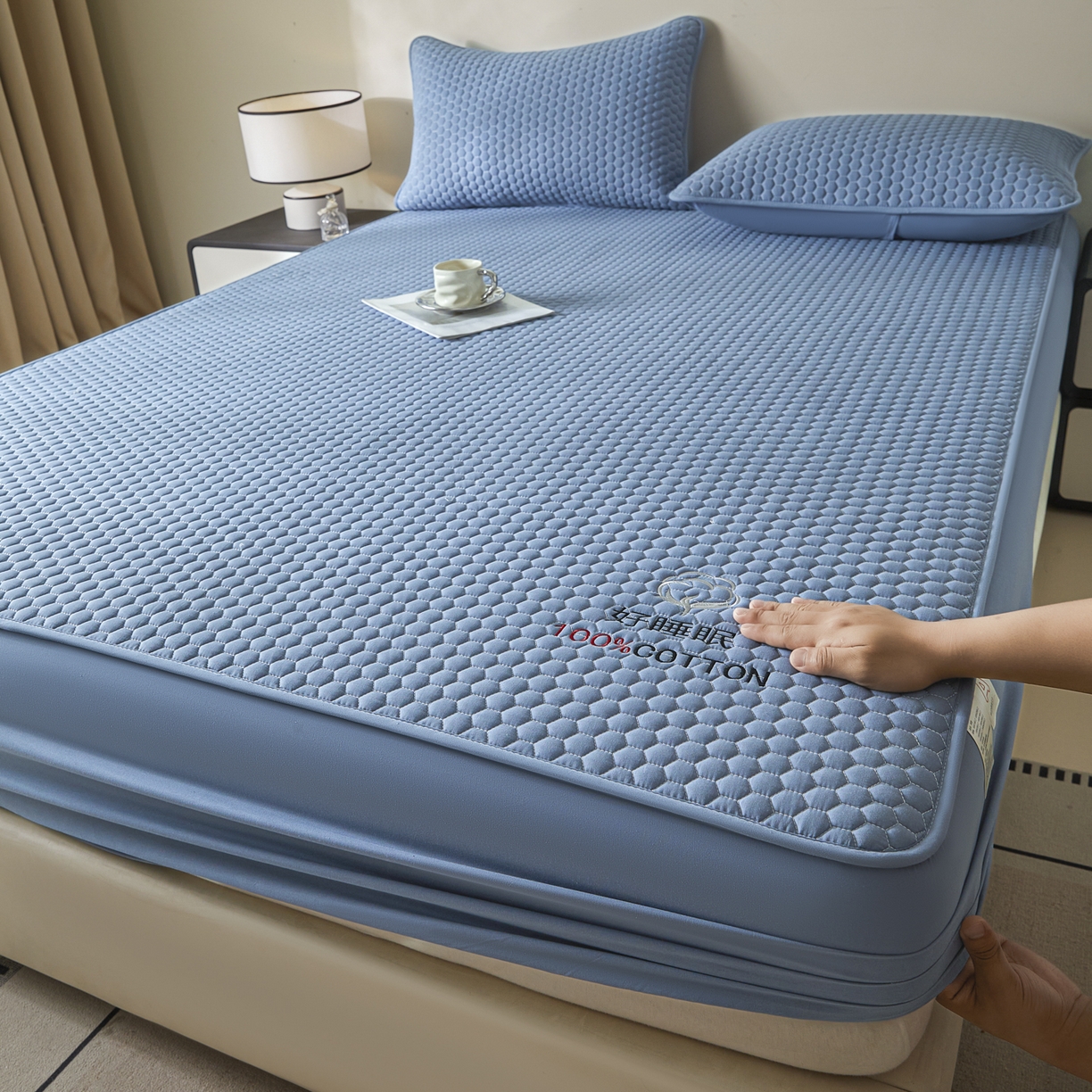 91家纺网 家纺一手货源 找家纺 （总）芬晴家纺 2025新款A类好睡眠全棉夹棉系列床笠