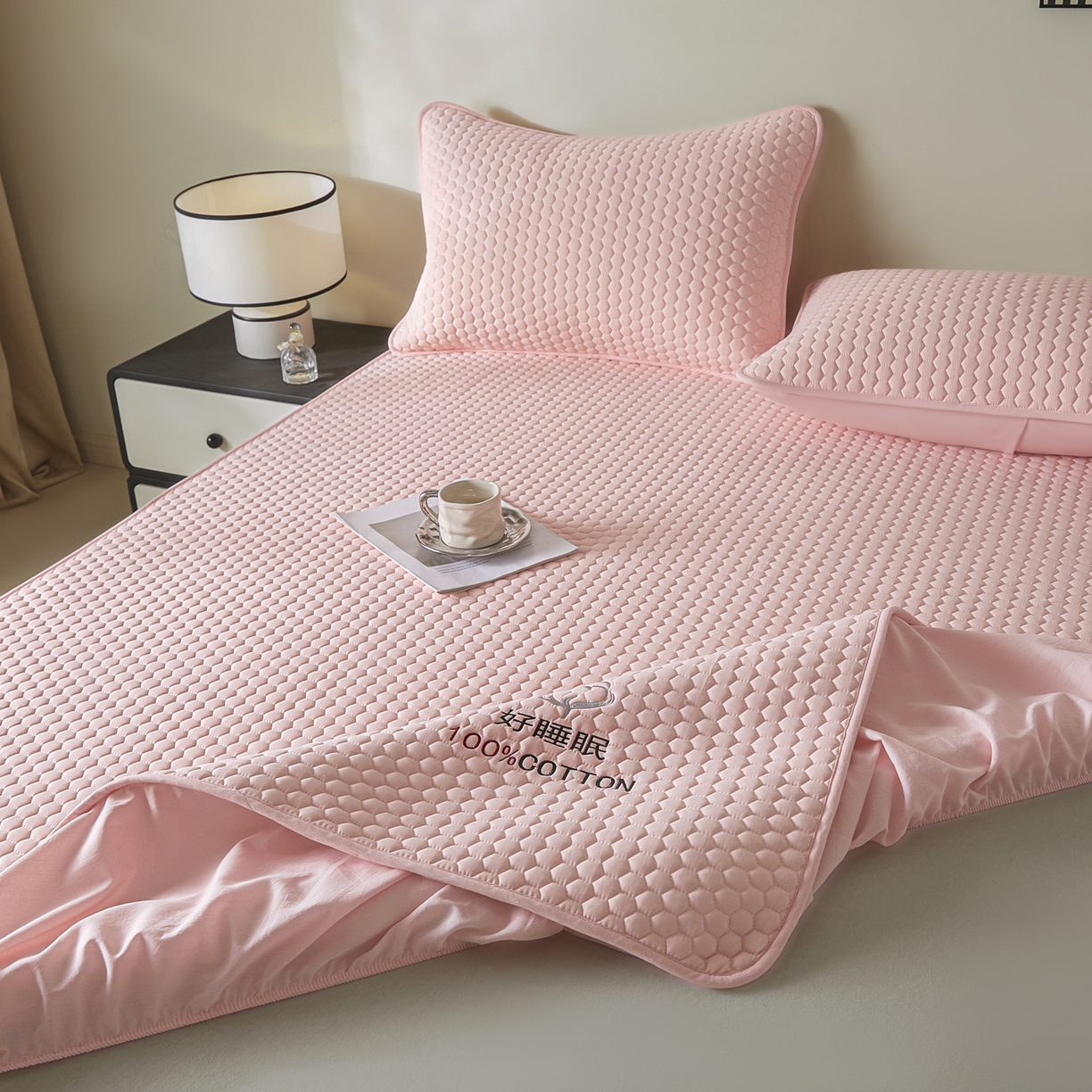 91家纺网 家纺一手货源 找家纺 芬晴家纺 2025新款A类好睡眠全棉夹棉系列床笠 好睡眠-嫩粉