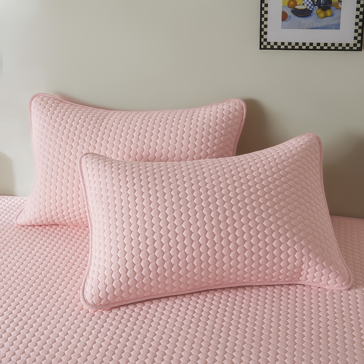 91家纺网 家纺一手货源 找家纺 芬晴家纺 2025新款A类好睡眠全棉夹棉系列床笠 好睡眠-嫩粉