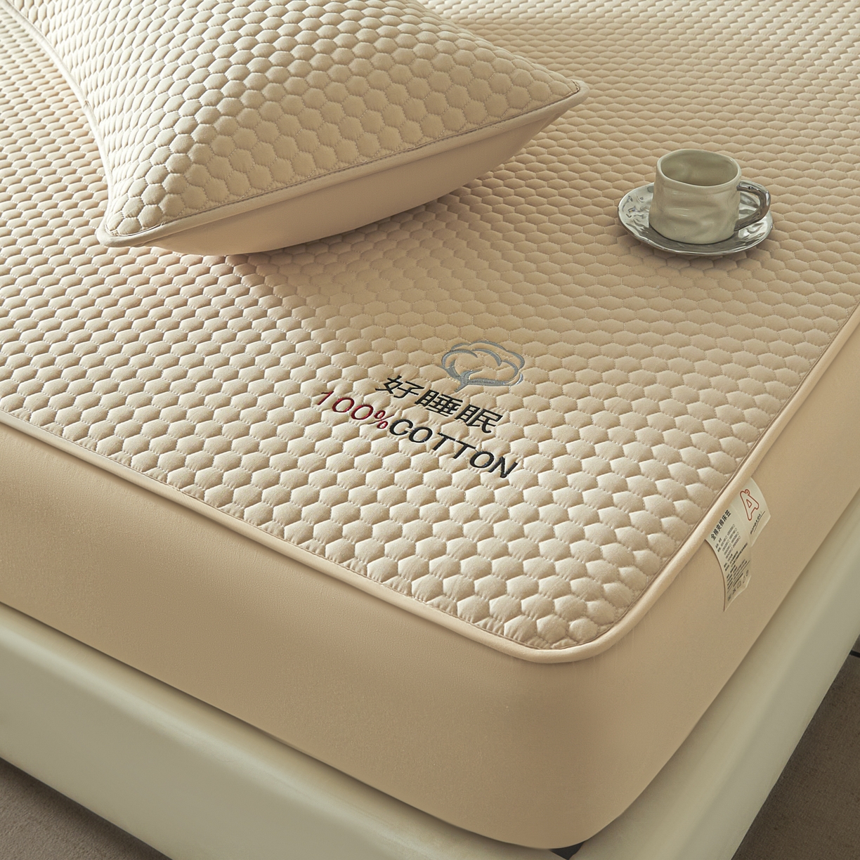 91家纺网 家纺一手货源 找家纺 芬晴家纺 2025新款A类好睡眠全棉夹棉系列床笠 好睡眠-浅卡