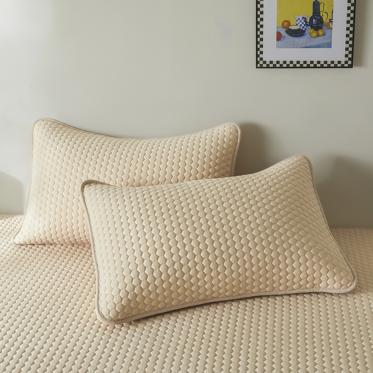 91家纺网 家纺一手货源 找家纺 芬晴家纺 2025新款A类好睡眠全棉夹棉系列床笠 好睡眠-浅卡