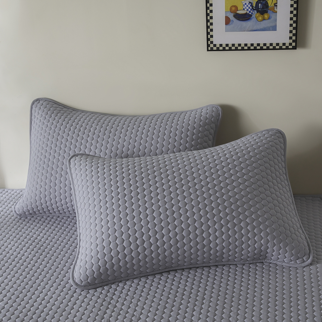 91家纺网 家纺一手货源 找家纺 芬晴家纺 2025新款A类好睡眠全棉夹棉系列床笠 好睡眠-星灰