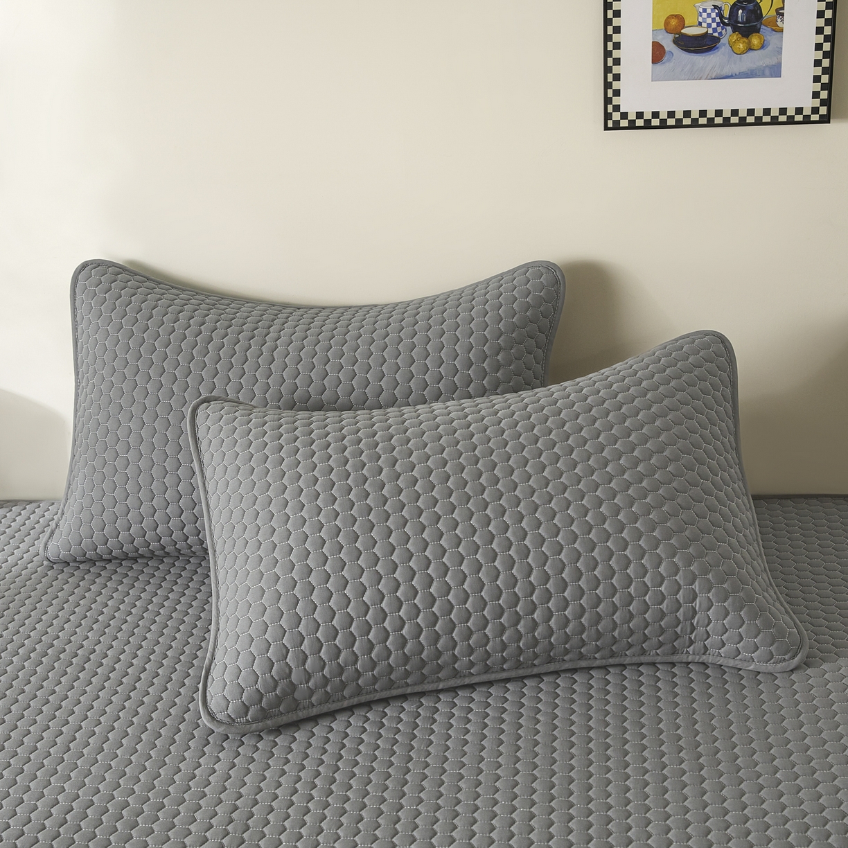 91家纺网 家纺一手货源 找家纺 芬晴家纺 2025新款A类好睡眠全棉夹棉系列床笠 好睡眠-岩灰