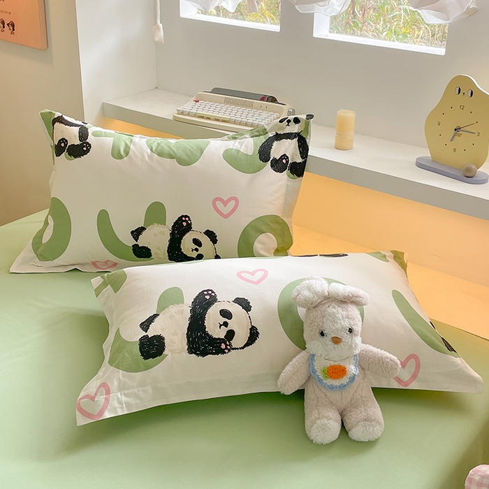 91家纺网 家纺一手货源 找家纺 帛美家纺 2025新款纯棉全棉印花四件套 米兜熊猫