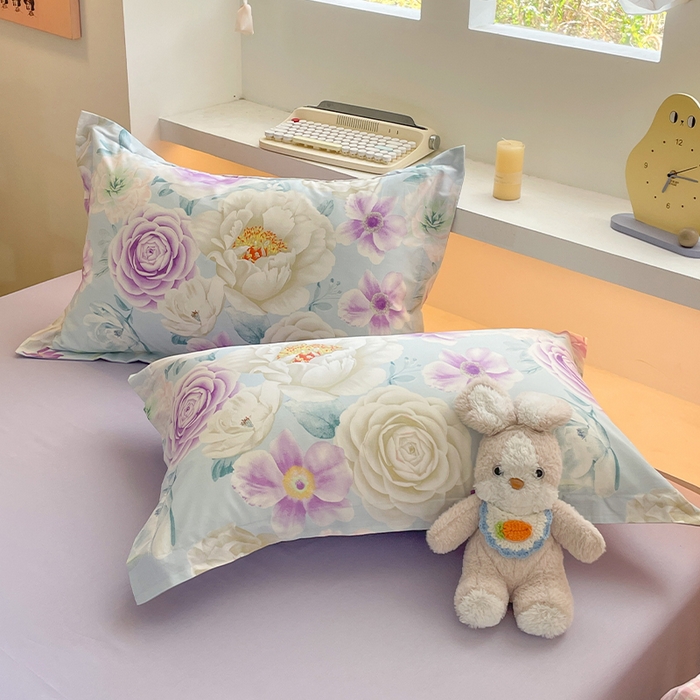 91家纺网 家纺一手货源 找家纺 帛美家纺 2025新款纯棉全棉印花四件套 春时曲