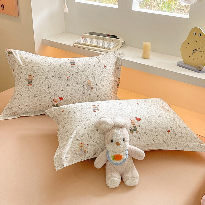 91家纺网 家纺一手货源 找家纺 帛美家纺 2025新款纯棉全棉印花四件套 熊抱繁花