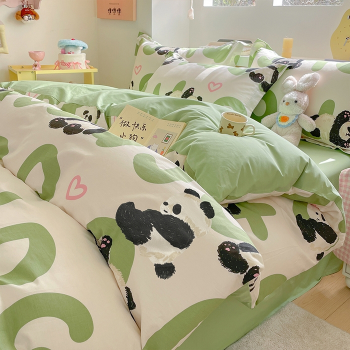 帛美家纺 2025新款纯棉全棉印花四件套 米兜熊猫