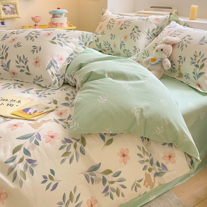 91家纺网 家纺一手货源 找家纺 帛美家纺 2025新款纯棉全棉印花四件套 轻纱漫舞