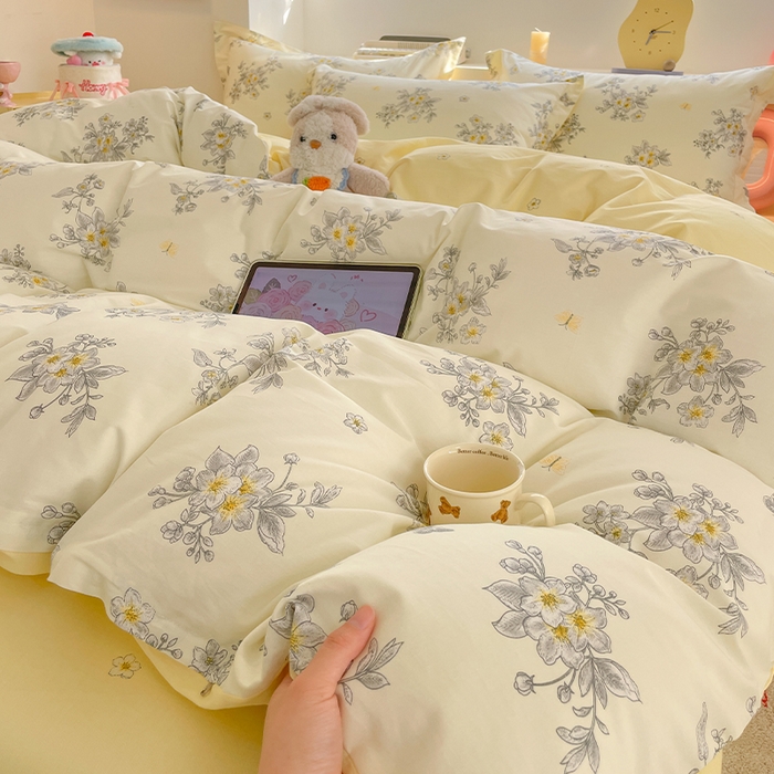 91家纺网 家纺一手货源 找家纺 帛美家纺 2025新款纯棉全棉印花四件套 清香四溢