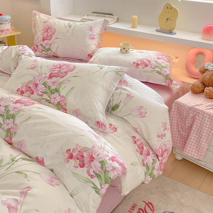 91家纺网 家纺一手货源 找家纺 帛美家纺 2025新款纯棉全棉印花四件套 花束漫