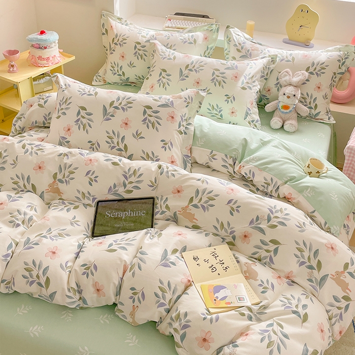 91家纺网 家纺一手货源 找家纺 帛美家纺 2025新款纯棉全棉印花四件套 轻纱漫舞