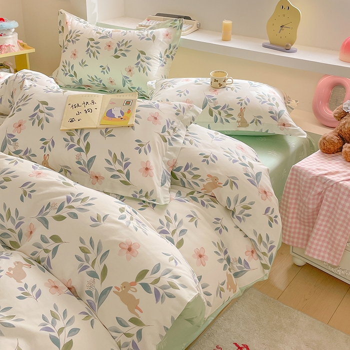 91家纺网 家纺一手货源 找家纺 帛美家纺 2025新款纯棉全棉印花四件套 轻纱漫舞