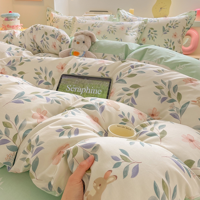 91家纺网 家纺一手货源 找家纺 帛美家纺 2025新款纯棉全棉印花四件套 轻纱漫舞