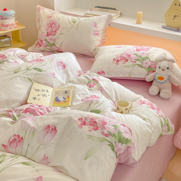 91家纺网 家纺一手货源 找家纺 帛美家纺 2025新款纯棉全棉印花四件套 花束漫