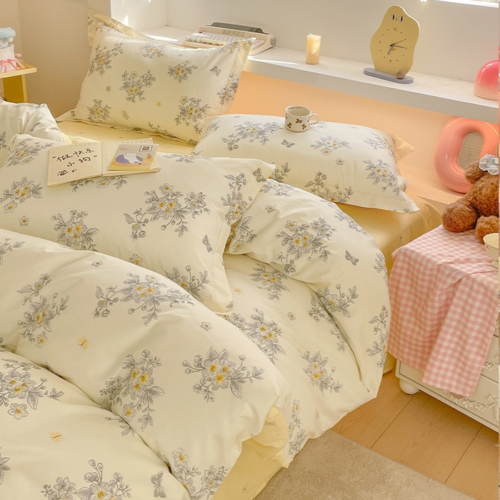 91家纺网 家纺一手货源 找家纺 帛美家纺 2025新款纯棉全棉印花四件套 清香四溢