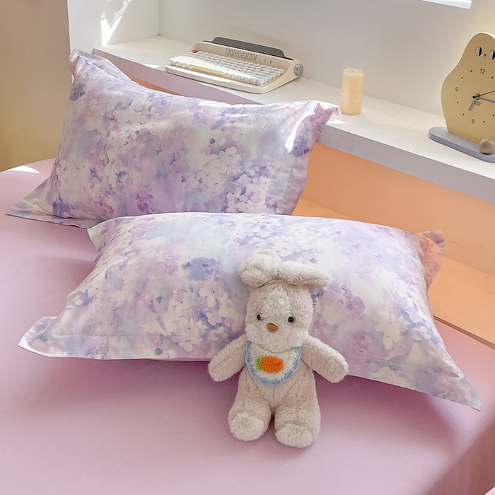 91家纺网 家纺一手货源 找家纺 帛美家纺 2025新款纯棉全棉印花四件套 花影朦胧