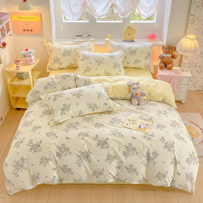 91家纺网 家纺一手货源 找家纺 帛美家纺 2025新款纯棉全棉印花四件套 清香四溢