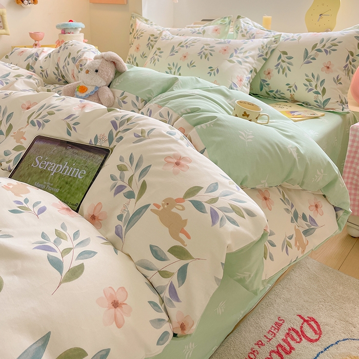 91家纺网 家纺一手货源 找家纺 帛美家纺 2025新款纯棉全棉印花四件套 轻纱漫舞