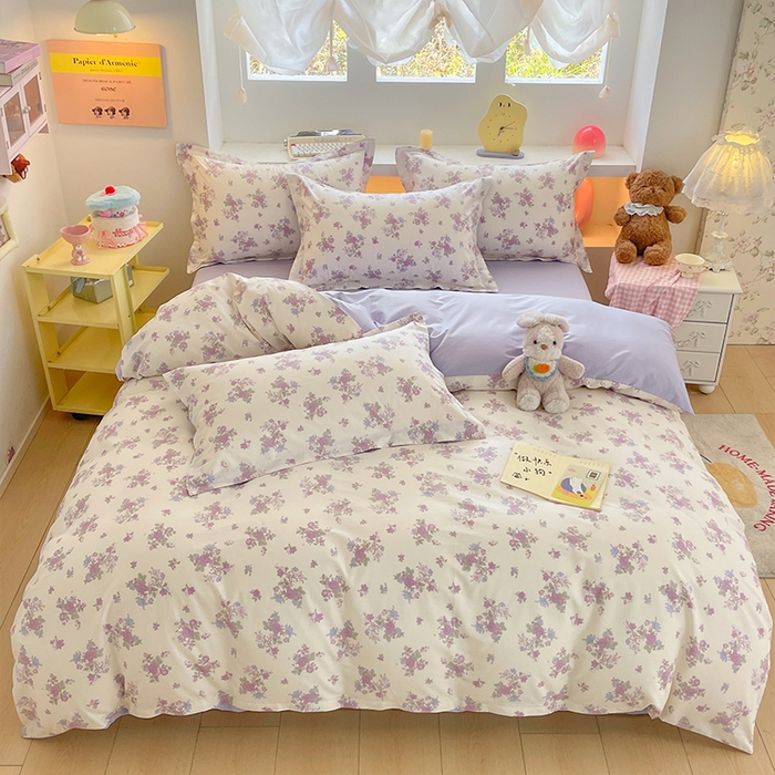 91家纺网 家纺一手货源 找家纺 帛美家纺 2025新款纯棉全棉印花四件套 禾春序