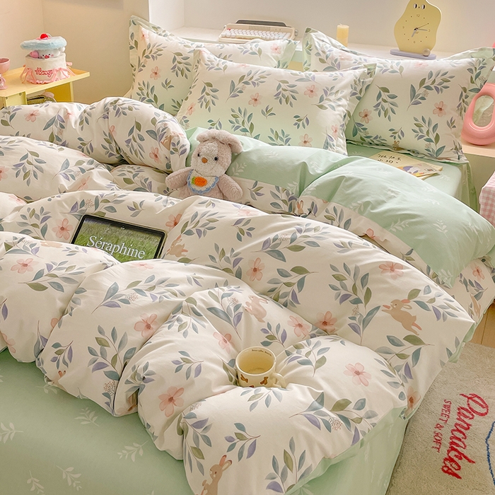 91家纺网 家纺一手货源 找家纺 帛美家纺 2025新款纯棉全棉印花四件套 轻纱漫舞