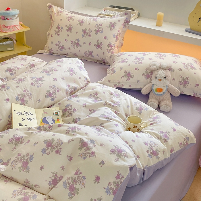 91家纺网 家纺一手货源 找家纺 帛美家纺 2025新款纯棉全棉印花四件套 禾春序