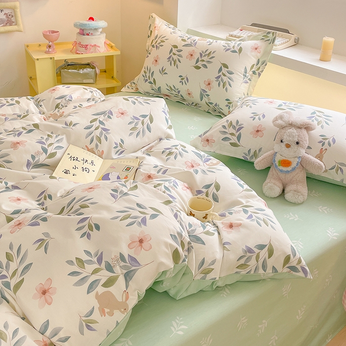 91家纺网 家纺一手货源 找家纺 帛美家纺 2025新款纯棉全棉印花四件套 轻纱漫舞