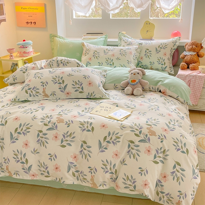 91家纺网 家纺一手货源 找家纺 帛美家纺 2025新款纯棉全棉印花四件套 轻纱漫舞