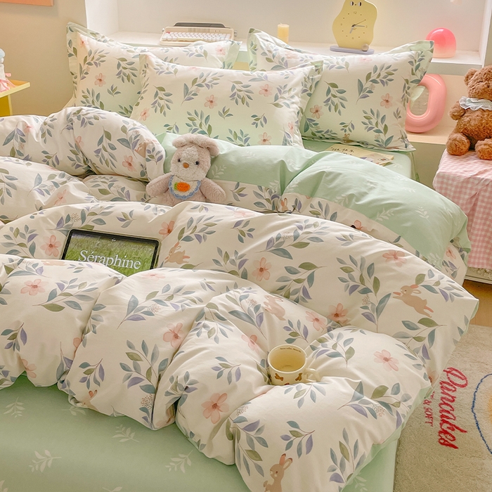 91家纺网 家纺一手货源 找家纺 帛美家纺 2025新款纯棉全棉印花四件套 轻纱漫舞