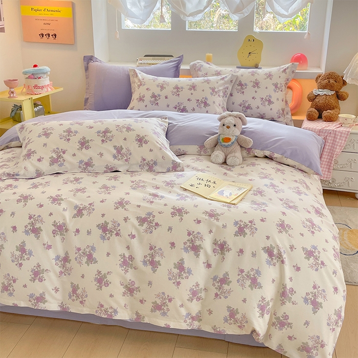 91家纺网 家纺一手货源 找家纺 帛美家纺 2025新款纯棉全棉印花四件套 禾春序