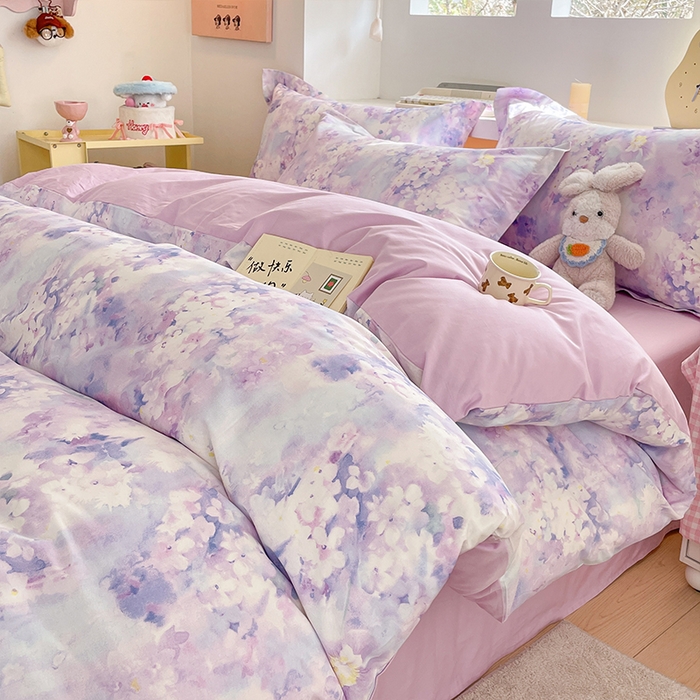 帛美家纺 2025新款纯棉全棉印花四件套 花影朦胧