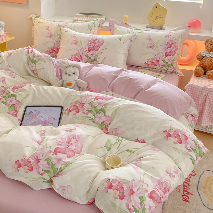 91家纺网 家纺一手货源 找家纺 帛美家纺 2025新款纯棉全棉印花四件套 花束漫