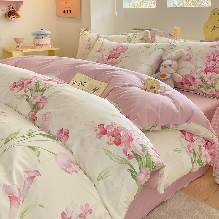 帛美家纺 2025新款纯棉全棉印花四件套 花束漫