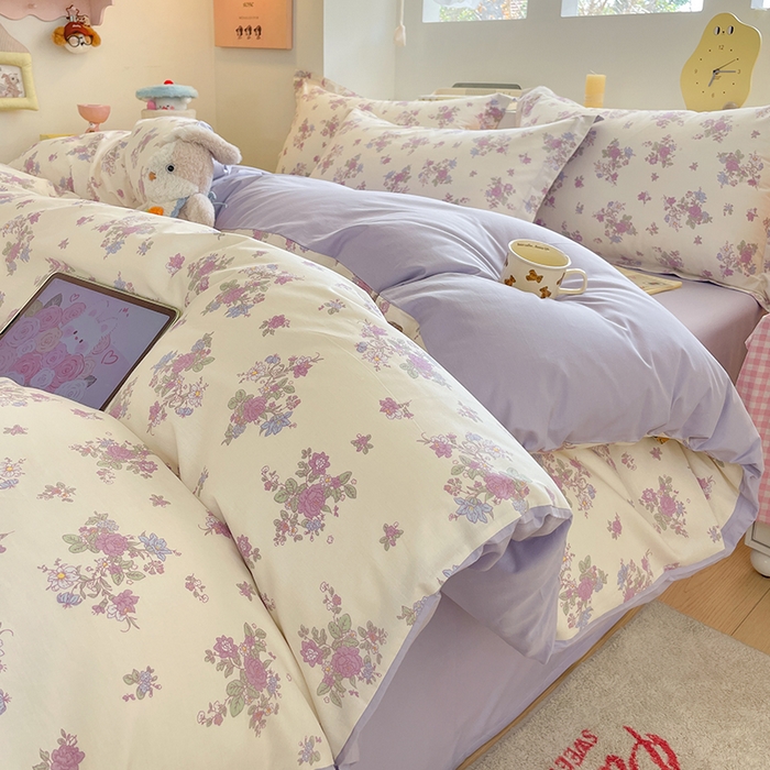 91家纺网 家纺一手货源 找家纺 帛美家纺 2025新款纯棉全棉印花四件套 禾春序