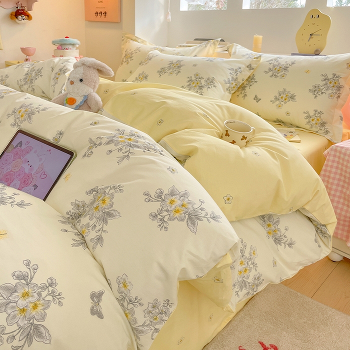 91家纺网 家纺一手货源 找家纺 帛美家纺 2025新款纯棉全棉印花四件套 清香四溢