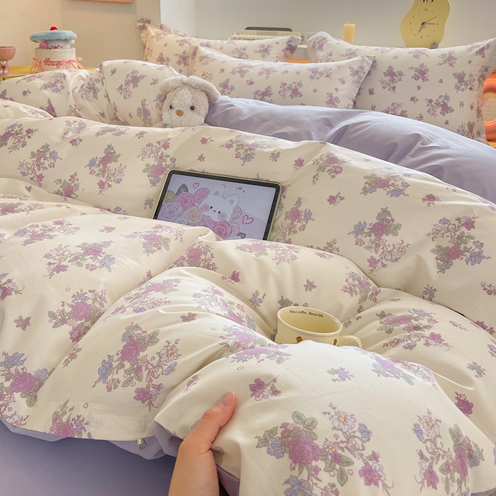 91家纺网 家纺一手货源 找家纺 帛美家纺 2025新款纯棉全棉印花四件套 禾春序