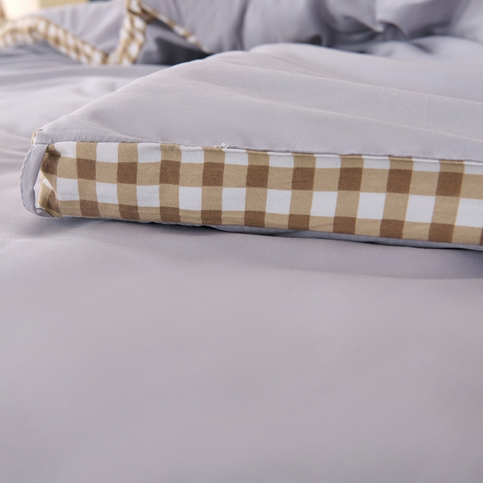 91家纺网 家纺一手货源 找家纺 爱诗诺家纺 2025新款无印风棋盘格立体新疆棉花被被子被芯 棋盘格-经典灰