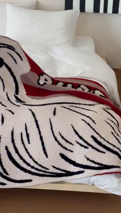 91家纺网 家纺一手货源 找家纺 （总）RYB红黄兰 2025新款设计师原创多功能针织半边绒毛毯午休毯盖毯加厚毯子