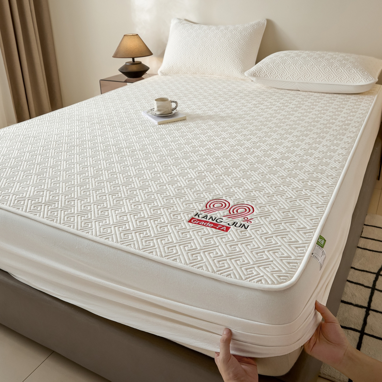 91家纺网 家纺一手货源 找家纺 芬晴家纺 2025新款久久全棉棉花床笠 99-白