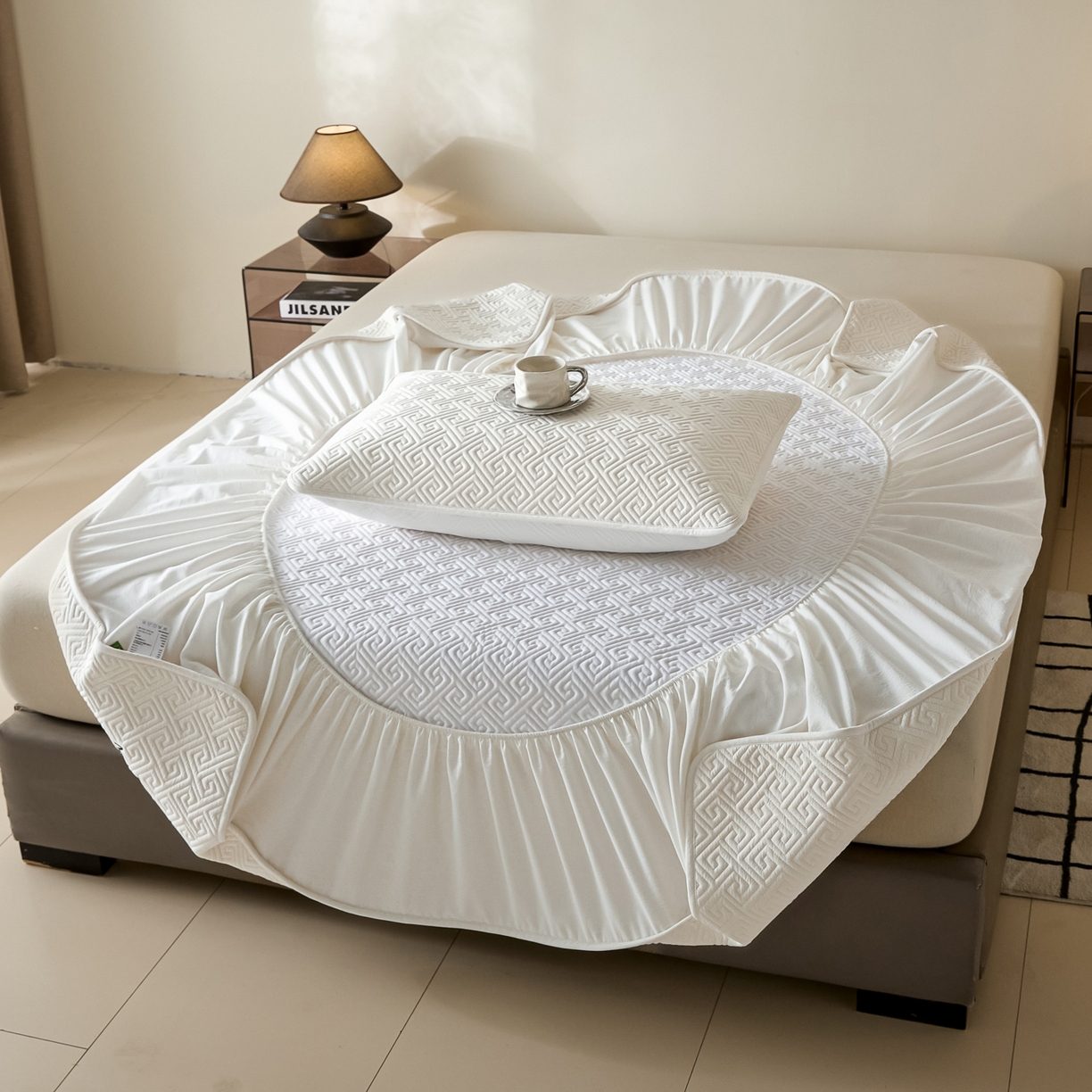 91家纺网 家纺一手货源 找家纺 芬晴家纺 2025新款久久全棉棉花床笠 99-白