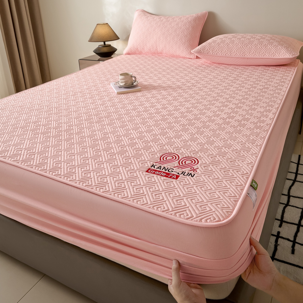 91家纺网 家纺一手货源 找家纺 芬晴家纺 2025新款久久全棉棉花床笠 99-嫩粉