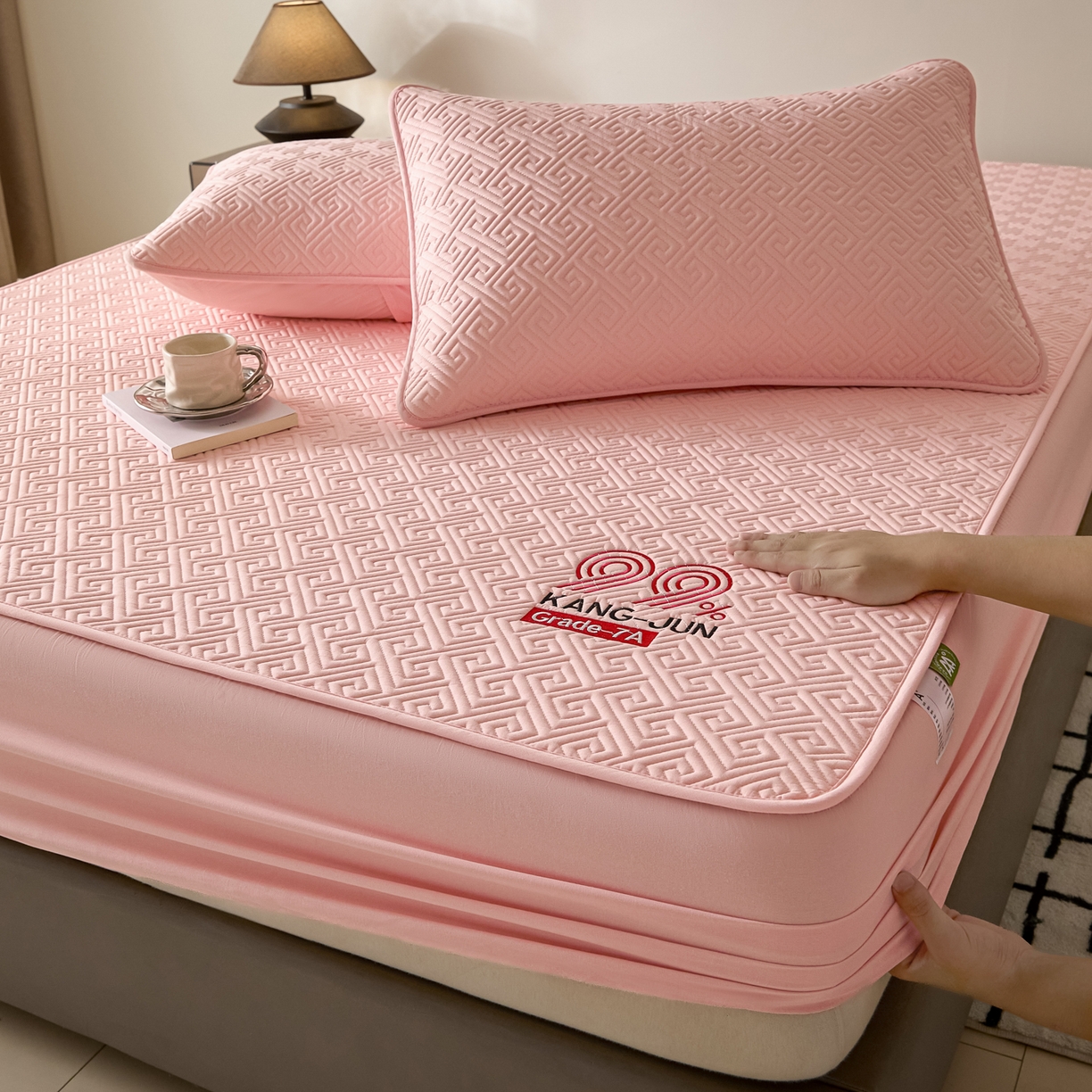 91家纺网 家纺一手货源 找家纺 芬晴家纺 2025新款久久全棉棉花床笠 99-嫩粉