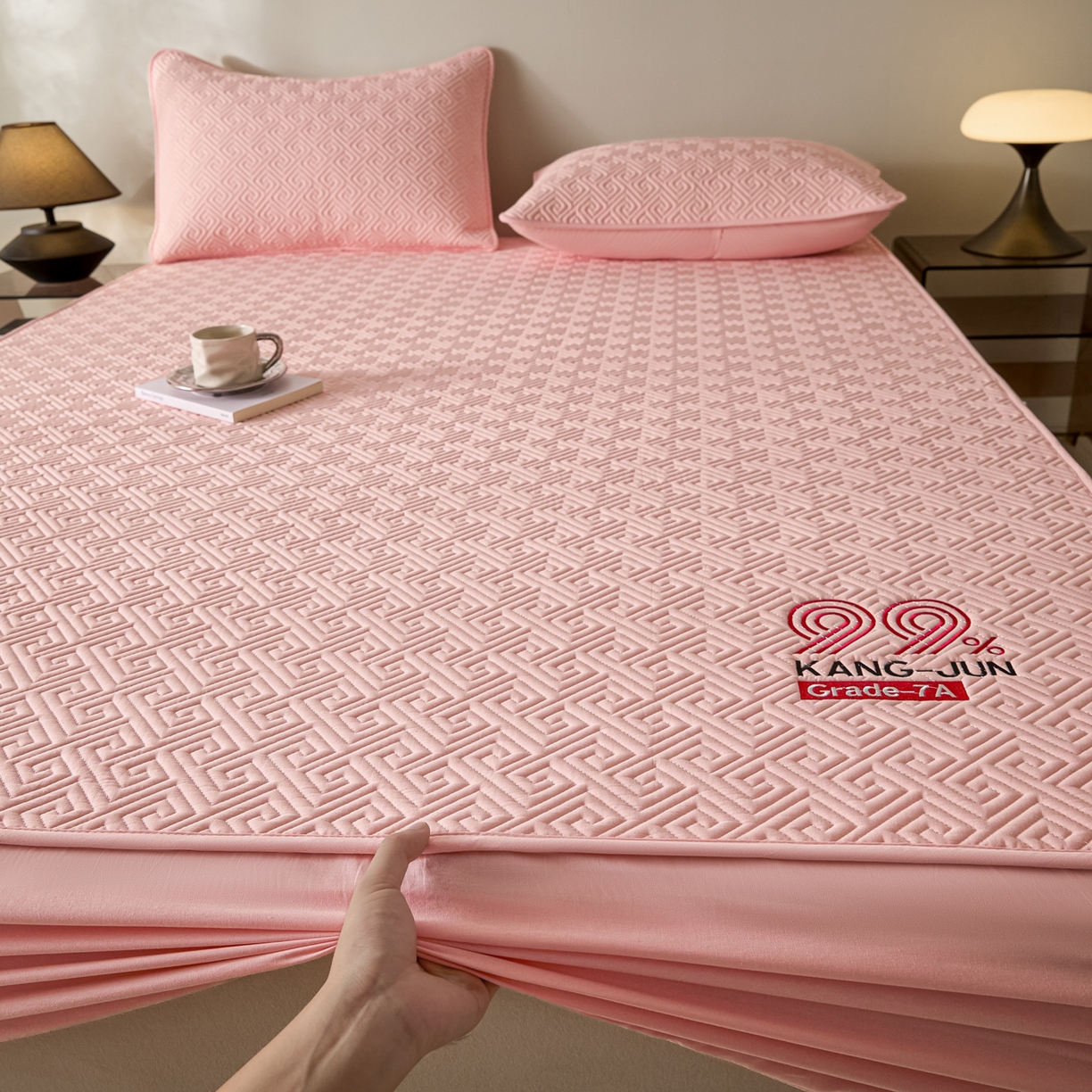 91家纺网 家纺一手货源 找家纺 芬晴家纺 2025新款久久全棉棉花床笠 99-嫩粉