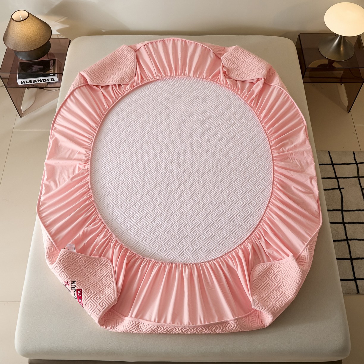 91家纺网 家纺一手货源 找家纺 芬晴家纺 2025新款久久全棉棉花床笠 99-嫩粉