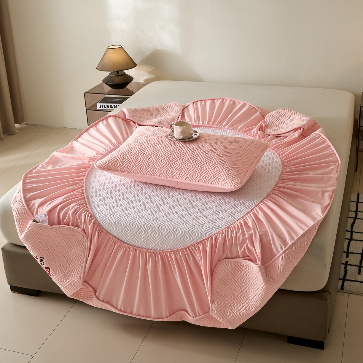 91家纺网 家纺一手货源 找家纺 芬晴家纺 2025新款久久全棉棉花床笠 99-嫩粉