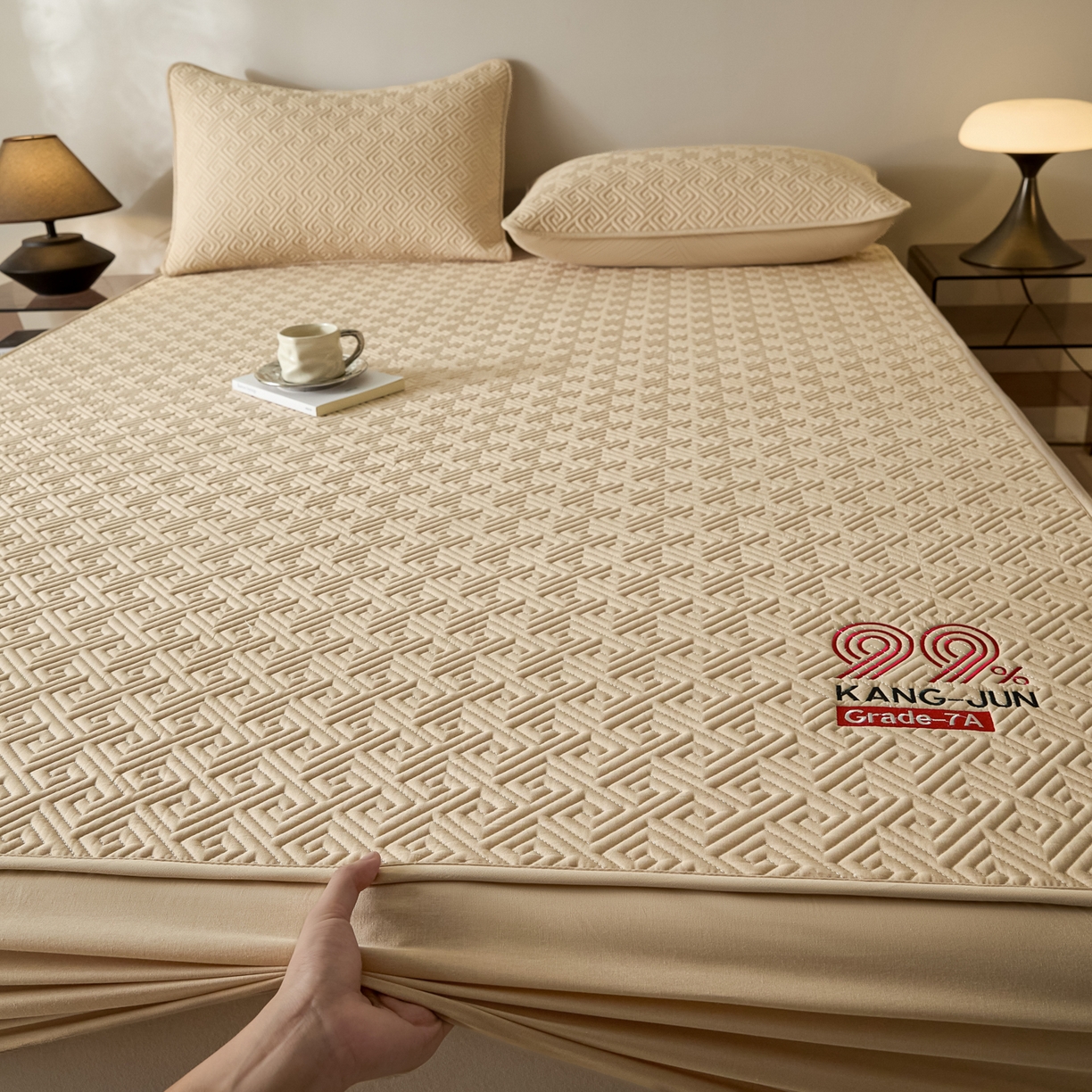 91家纺网 家纺一手货源 找家纺 芬晴家纺 2025新款久久全棉棉花床笠 99-浅卡