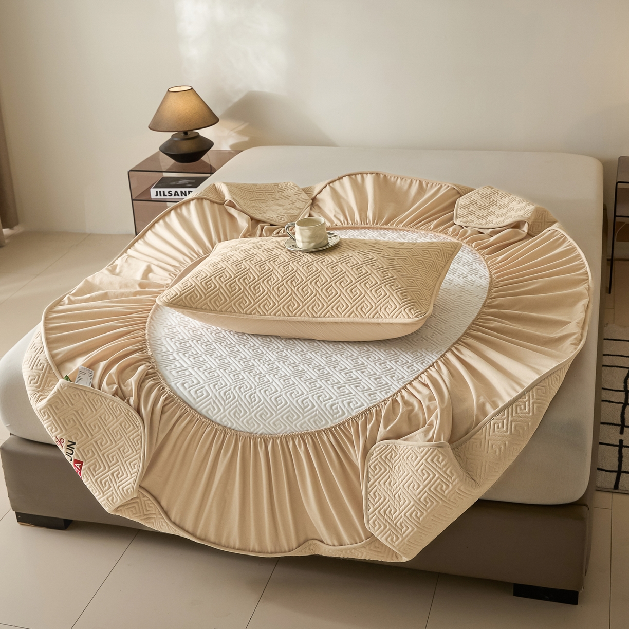 91家纺网 家纺一手货源 找家纺 芬晴家纺 2025新款久久全棉棉花床笠 99-浅卡