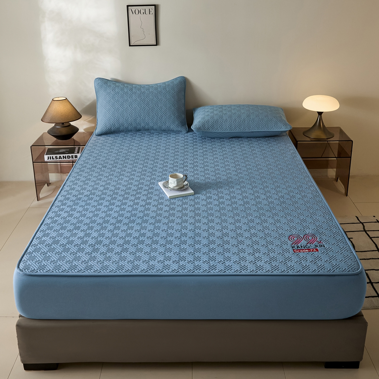 芬晴家纺 2025新款久久全棉棉花床笠 99-雾蓝