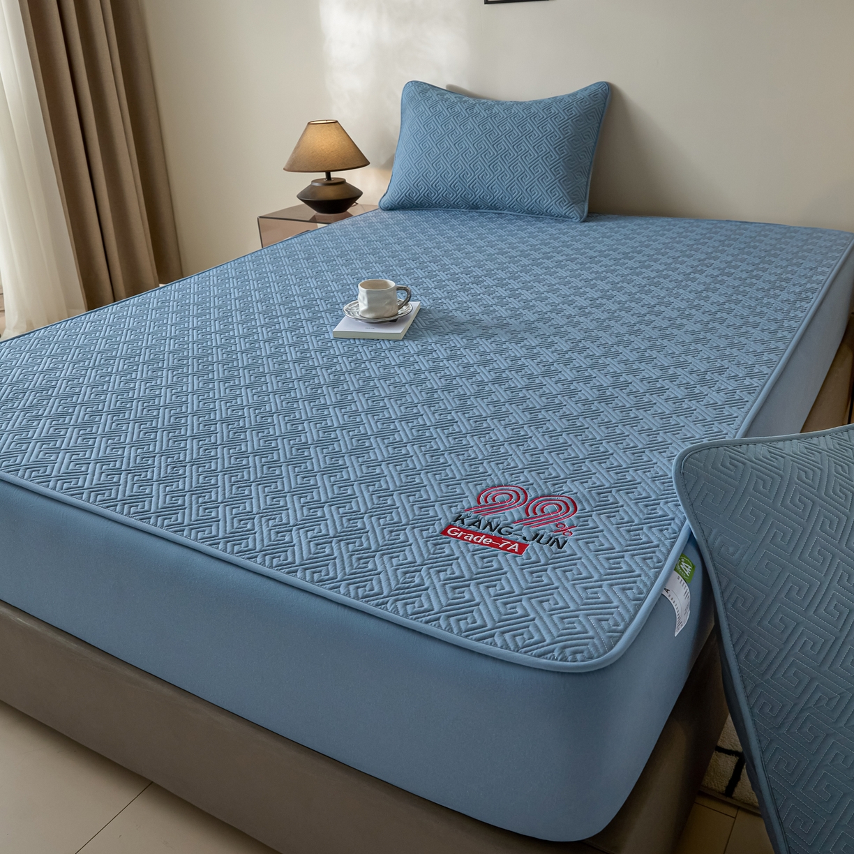 91家纺网 家纺一手货源 找家纺 芬晴家纺 2025新款久久全棉棉花床笠 99-雾蓝