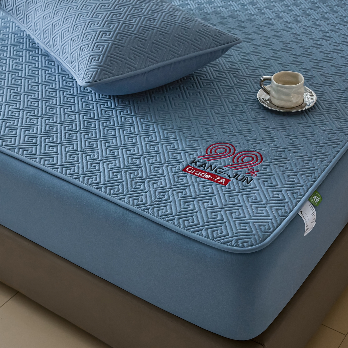 91家纺网 家纺一手货源 找家纺 芬晴家纺 2025新款久久全棉棉花床笠 99-雾蓝